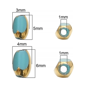 Oval crystal beads with gold trim and light blue enamel for DIY jewelry making projects