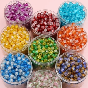 Στρογγυλές Χάντρες Crackle Glass Χάντρες Ice Crackle Glass Για Κατασκευή Κοσμημάτων DIY Βραχιόλι Κολιέ Σκουλαρίκια