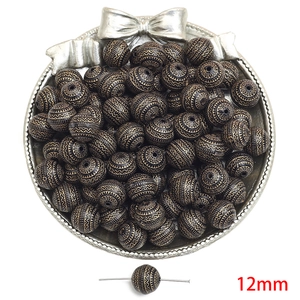 12mm retro acrylic round beads with gold wave texture for DIY jewelry making