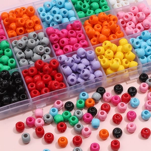 Colorful acrylic pony beads set in clear organizer box for DIY jewelry making