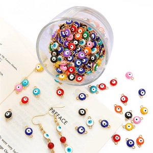 Colorful evil eye alloy charms and drop earrings set for DIY jewelry making
