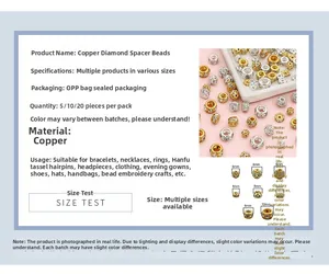 Size comparison of gold and silver plated copper rhinestone spacer beads for DIY jewelry