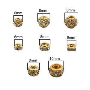 Gold rhinestone flower ball spacers and beads for DIY jewelry making in various sizes