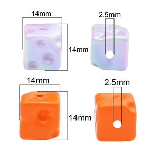 Colorful 14mm acrylic cheese cube beads for DIY jewelry and phone chain accessories