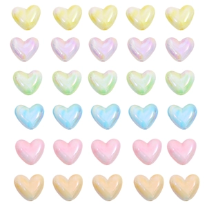 Colorful acrylic heart beads with rainbow AB finish for DIY jewelry and bracelets