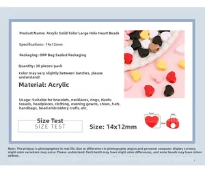 Makroansicht der 14x12mm Acryl-Herzperlen mit 4mm großem Loch für DIY-Schmuckherstellung