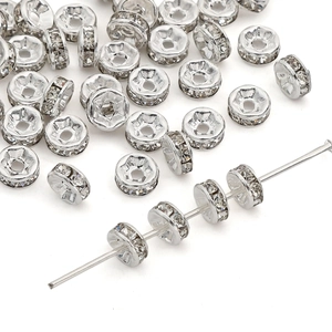 Distanziatori in argento con strass lucidi per bracciali di gioielli fatti a mano