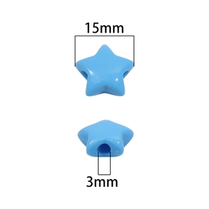 Μπλε ακρυλικές χάντρες αστέρι 15mm με τρύπα 3mm για DIY κοσμήματα και μενταγιόν