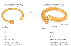 Specifiche dettagliate sulle dimensioni per anelli in acciaio al titanio oro 18k