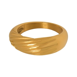 Anello minimalista in acciaio inossidabile dorato con design a corda intrecciata