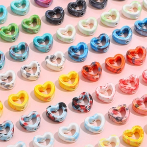 Cuentas de Corazón de Cerámica Marmoleada con Lavado de Tinta Cuentas de Porcelana Huecas Para Hacer Joyas de Bricolaje Collares