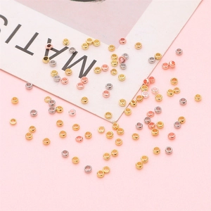 DIY jewelry 14K gold plated copper crimp beads in gold silver and rose gold finishes
