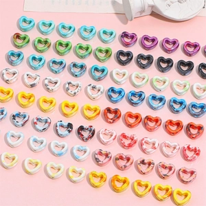 Cuentas de cerámica de corazón hueco irregular estilo tinta para joyería artesanal