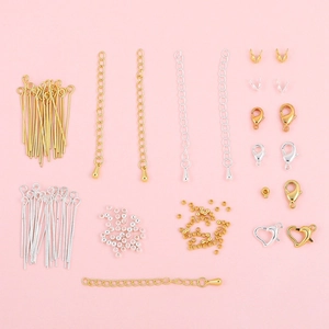14k gold filled DIY jewelry making kit with lobster clasps and extension chains