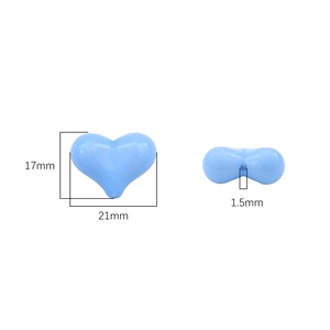 Perline a cuore in acrilico blu per gioielli fai da te, 21mm con foro da 1,5mm