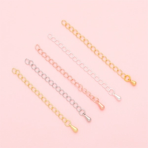 Chaîne d'Extension en Cuivre Plaquée Or Argent Avec Pendentif Goutte d'Eau Pour Fabrication de Bijoux DIY Collier Bracelet