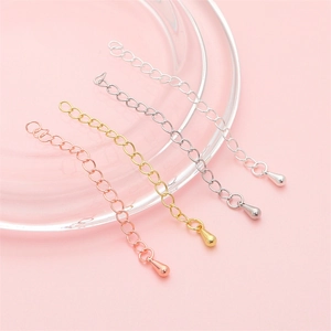 Chaînes d'extension goutte d'eau plaquées or 14K pour bijoux DIY en quatre coloris