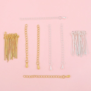 14k gold and silver lobster clasp extension chains with eye pins for DIY jewelry making