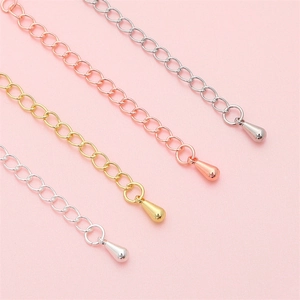 Lot de 4 chaînettes d'extension en or 14K avec pendentifs en forme de goutte d'eau