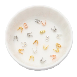14K gold filled clamshell bead tip knot covers for DIY jewelry making in assorted colors