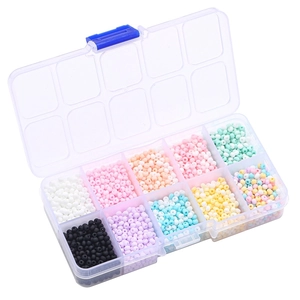 10-grid storage box with colorful frosted beads for DIY necklace and bracelet jewelry making
