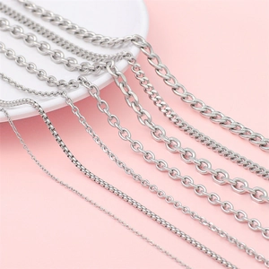 Various Y2K hip-hop stainless steel chains in antique silver for DIY jewelry making