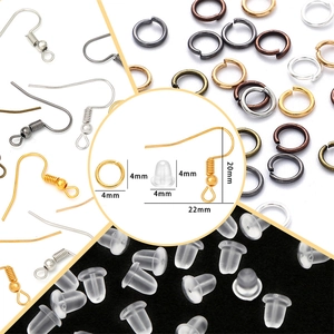 Kit de pendientes DIY 100 piezas con ganchos de pez, anillas abiertas y tapones de silicona