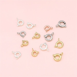 Cierres de anillo de resorte bañados en oro de 14K para hacer joyas, collares y pulseras