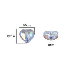 Perline in cristallo di vetro iridescente da 10mm a forma di cuore per gioielli fai da te