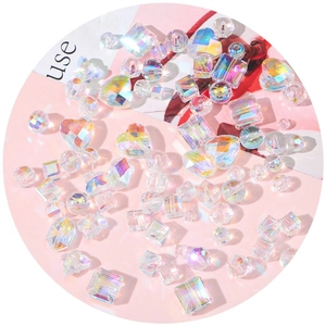 Rainbow AB coated crystal beads in heart and geometric shapes for DIY jewelry making