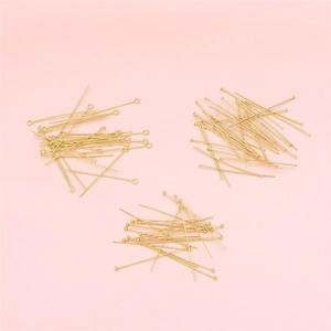 Chiodini a T, a testa sferica e ad occhiello in oro 14K per creazione gioielli DIY