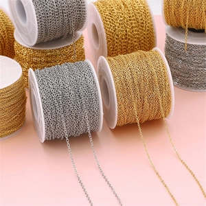 Chaîne O plaquée or 14K pour création de bijoux DIY disponible en doré et argenté