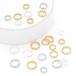 Polierte 14K Gold- und Silber-Perlenrahmenringe für DIY-Schmuckherstellung und Basteln