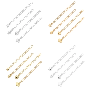14K gold and silver extender chains with star, tulip, and heart pendants for DIY jewelry