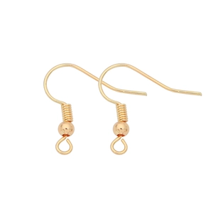Crochets de boucles d'oreilles dorés avec ressort et perle pour fabrication de bijoux