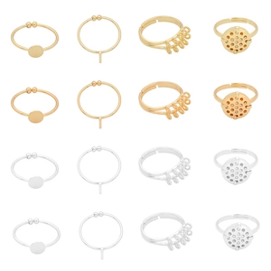 Detail of 14K gold and silver plated adjustable ring bases for DIY jewelry making