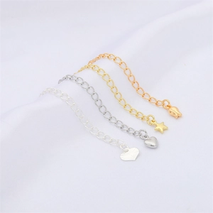 18K gold plated extension chains with heart star tulip charms for jewelry DIY