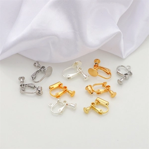 Assorted DIY metal earring clip converters in gold and silver for jewelry making