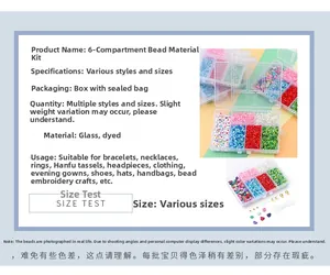 Kit di perline di vetro a 6 griglie per gioielli fai-da-te con perline colorate