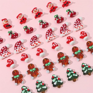 Handmade Lampwork Glass Christmas Beads For DIY Jewelry Making Cartoon Santa Snowman Gingerbread Man Tree Decorative Charms