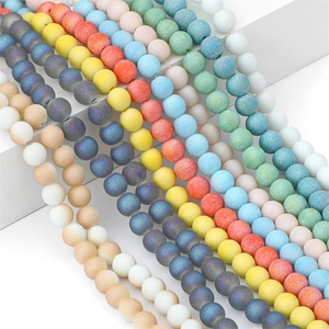 Frosted mineral glass sand beads in various colors for DIY jewelry and necklaces