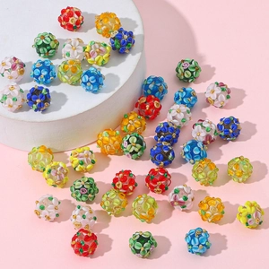 Handgefertigte Lampwork-Glasperlen mit Blütenblättern für DIY-Schmuckherstellung