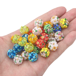 Handgefertigte bunte Glasperlen mit Blumenmuster für DIY-Schmuck und Bastelarbeiten