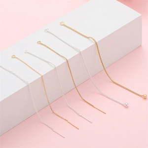 14K Gold Plated Alloy Ear Threader Chain Jewelry Findings For Earrings Making DIY Tassel Earring Accessories For Women