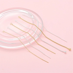 Minimalist 14K gold filled and silver earring threaders with open jump rings and box chains