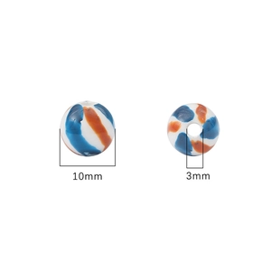 Vintage 10mm striped ceramic beads with 3mm hole for DIY jewelry making and crafts