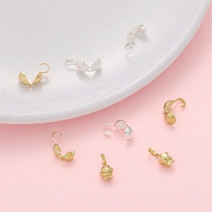 14K gold-plated shell and bead crimp covers for DIY jewelry making accessories