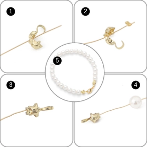 5-step DIY tutorial for 14K gold filled star bead tips with white pearls for jewelry making
