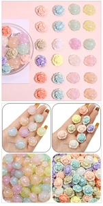 Λεπτομέρεια από ακρυλικά τριαντάφυλλα macaron με ιριδίζον φινίρισμα για χειροτεχνίες