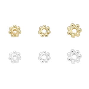 Cuentas espaciadoras de copo de nieve en oro de 14K y plata para creación de joyas DIY